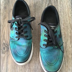 Green and Blue suede tie dyed Stefan Janoski
